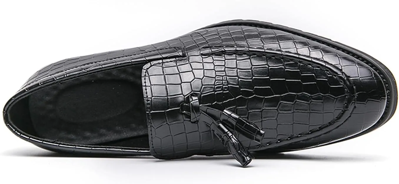 Santimon Mens Loafers Formal Dress Slip On Fashion Casual Summer Shoes Wedding Business Leather Tassel Loafers for Men