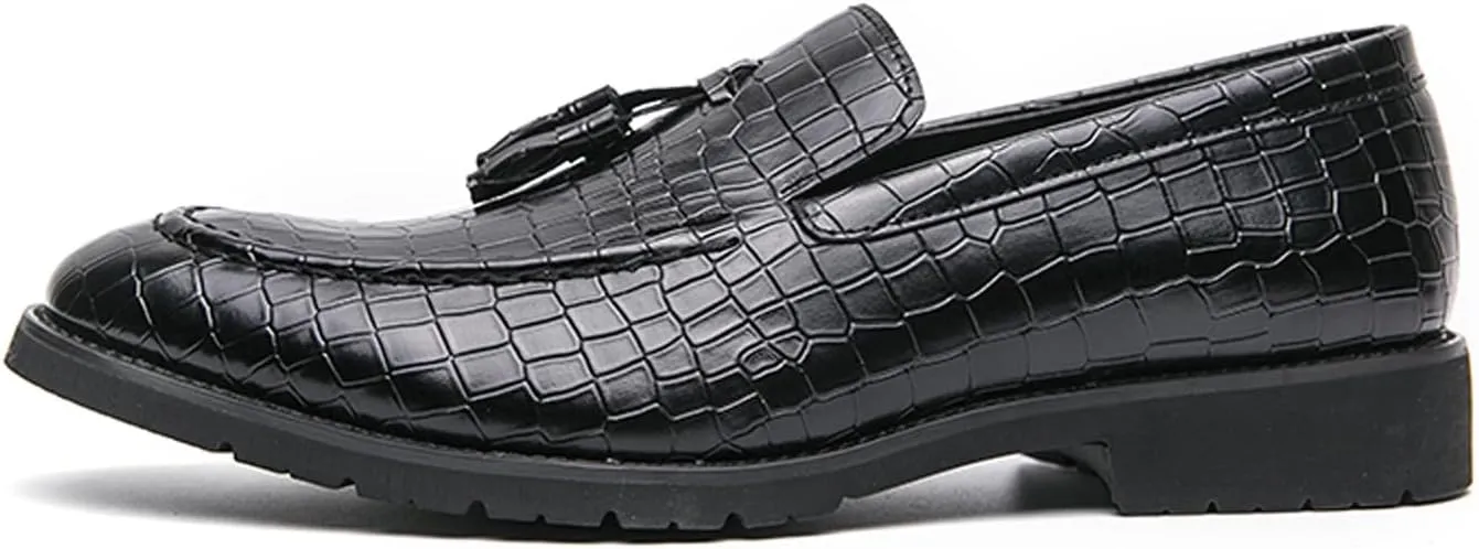 Santimon Mens Loafers Formal Dress Slip On Fashion Casual Summer Shoes Wedding Business Leather Tassel Loafers for Men