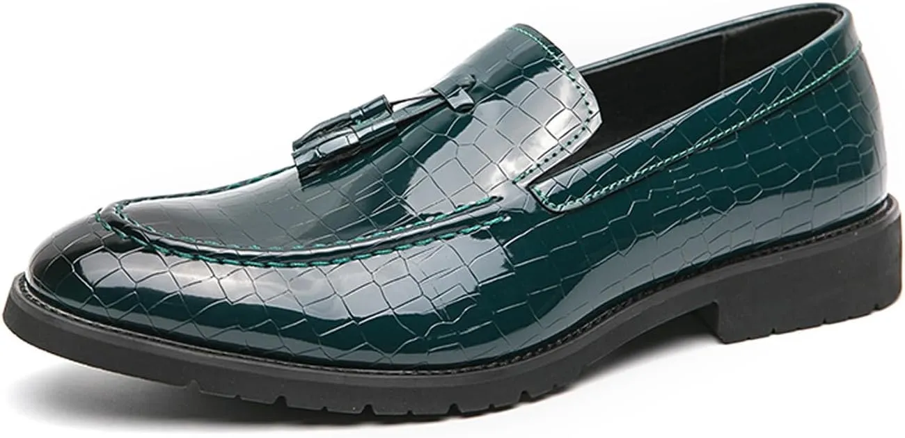Santimon Mens Loafers Formal Dress Slip On Fashion Casual Summer Shoes Wedding Business Leather Tassel Loafers for Men