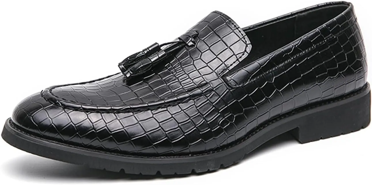 Santimon Mens Loafers Formal Dress Slip On Fashion Casual Summer Shoes Wedding Business Leather Tassel Loafers for Men