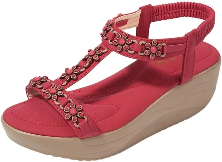 SBGMoSJ Orthopedic Slippers for Women 6 Wide Orthotics Sandals for Women Thong Closed Toe Wedges for Women Dressy Comfortable Confortable Walking Sandals Women Shoes Sandals Thick Heels for Women