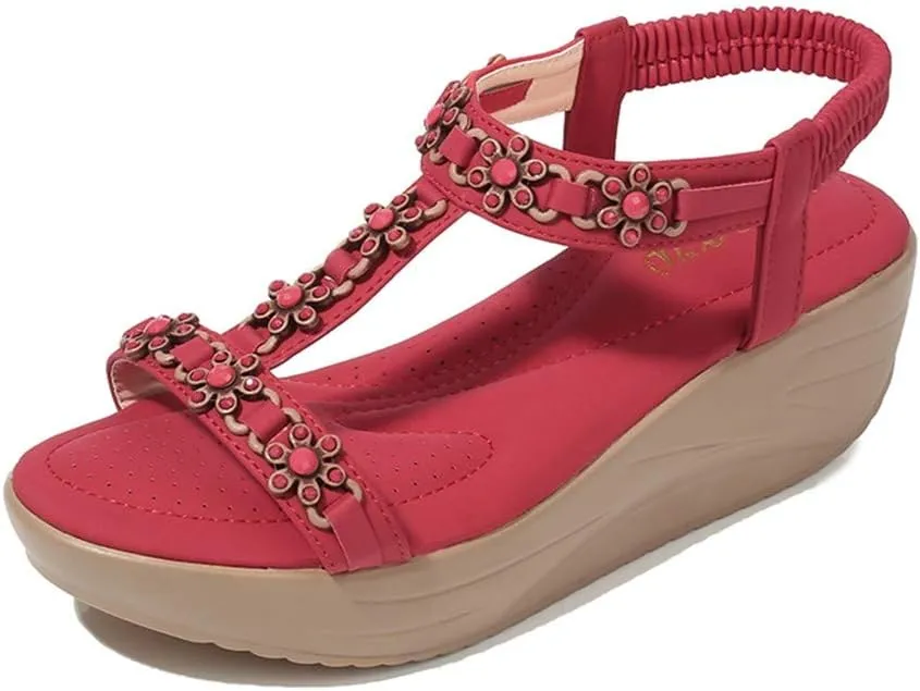 SBGMoSJ Orthopedic Slippers for Women 6 Wide Orthotics Sandals for Women Thong Closed Toe Wedges for Women Dressy Comfortable Confortable Walking Sandals Women Shoes Sandals Thick Heels for Women