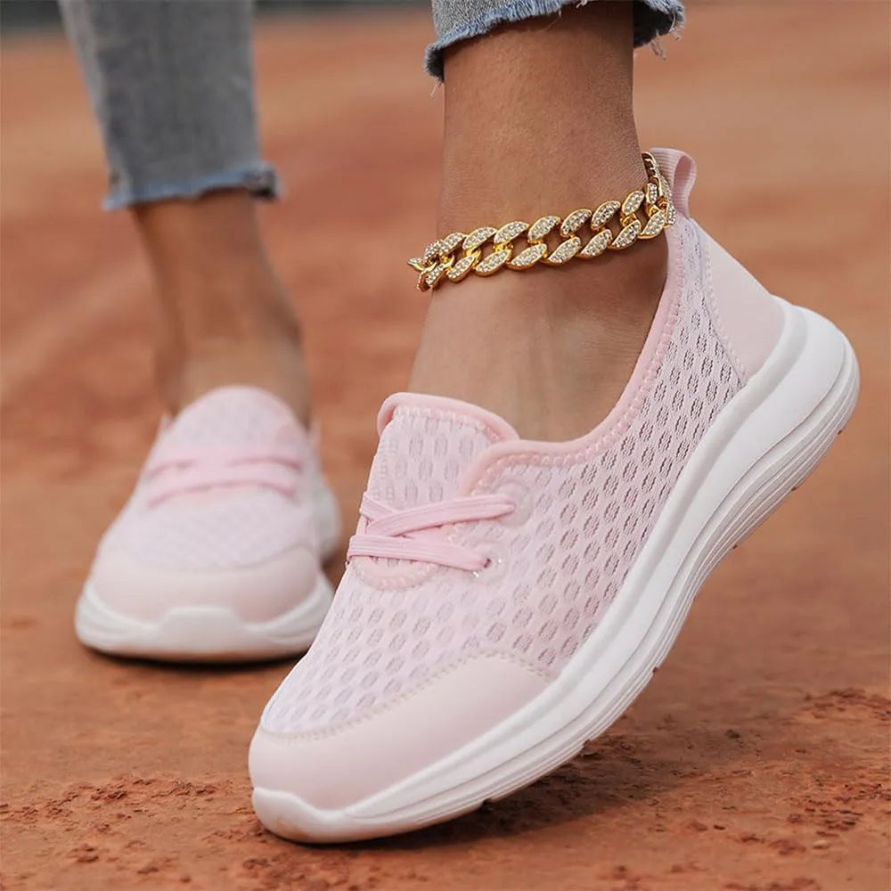 Slip On Orthopedic Sneakers for Women 2025,Women Breathable Mesh Knitted Woven Low Top Walking Shoes Lightweight Wide Width Soft Sole Arch Support Non-Slip Shoes