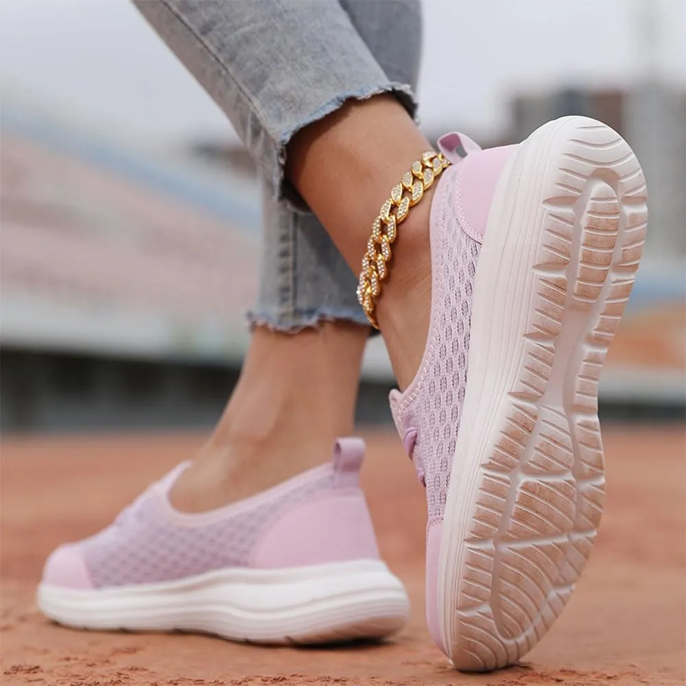 Slip On Orthopedic Sneakers for Women 2025,Women Breathable Mesh Knitted Woven Low Top Walking Shoes Lightweight Wide Width Soft Sole Arch Support Non-Slip Shoes