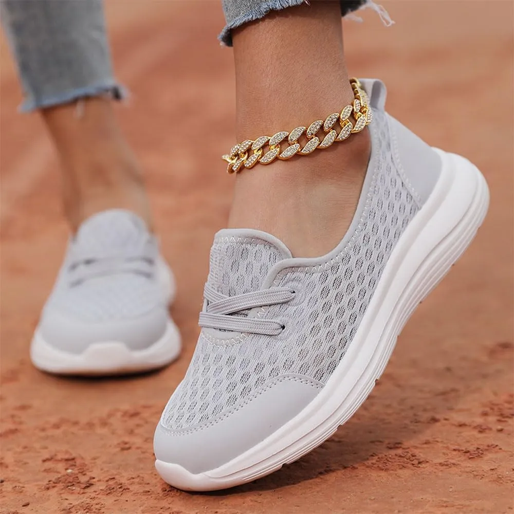 Slip On Orthopedic Sneakers for Women 2025,Women Breathable Mesh Knitted Woven Low Top Walking Shoes Lightweight Wide Width Soft Sole Arch Support Non-Slip Shoes