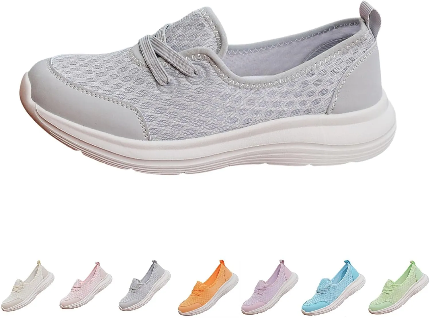 Slip On Orthopedic Sneakers for Women 2025,Women Breathable Mesh Knitted Woven Low Top Walking Shoes Lightweight Wide Width Soft Sole Arch Support Non-Slip Shoes