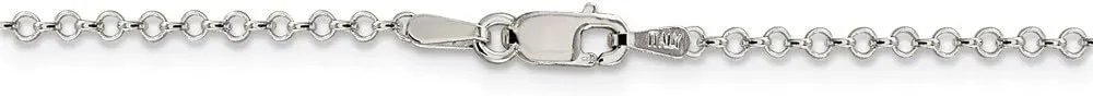 Solid 925 Sterling Silver 2mm Rolo Chain Necklace - with Secure Lobster Lock Clasp