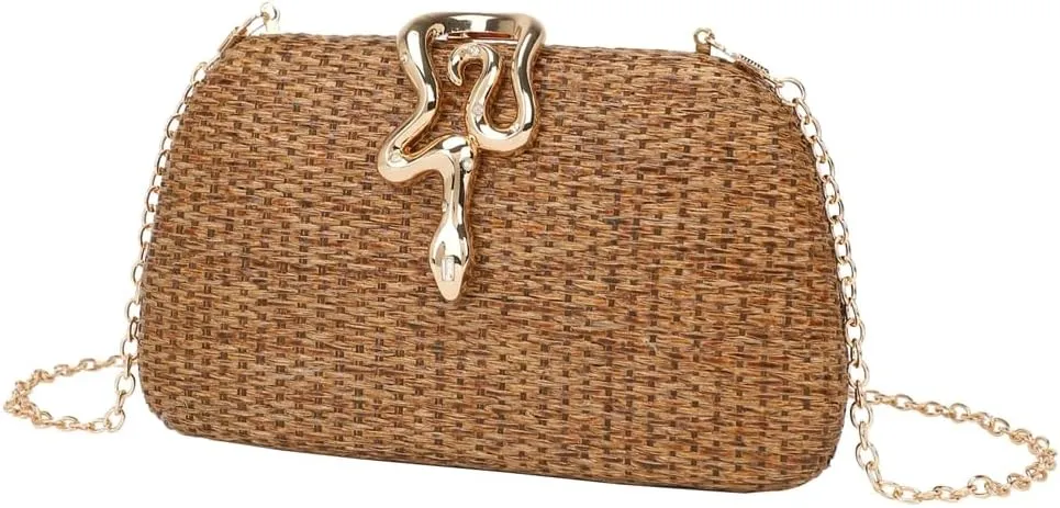 Solyinne Straw Clutch Purses for Women Elegant Woven Vacation Handbags Evening Bag for Parties, Weddings, and Formal Events