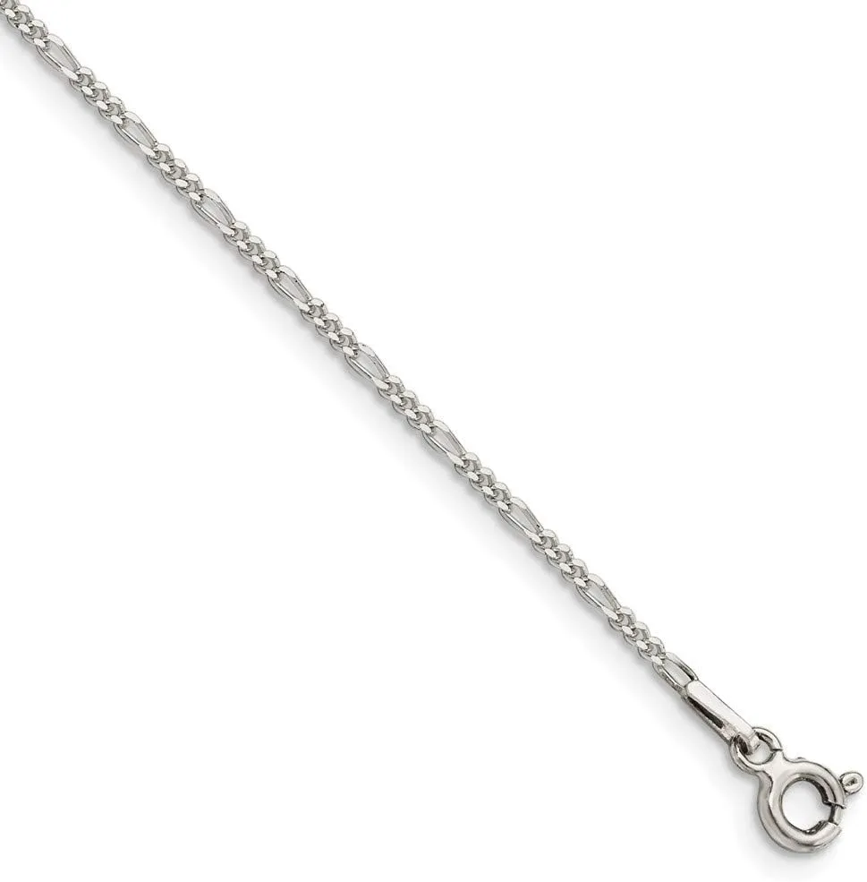 Sonia Jewels Real 925 Sterling Silver 1.4mm Figaro Chain Necklace