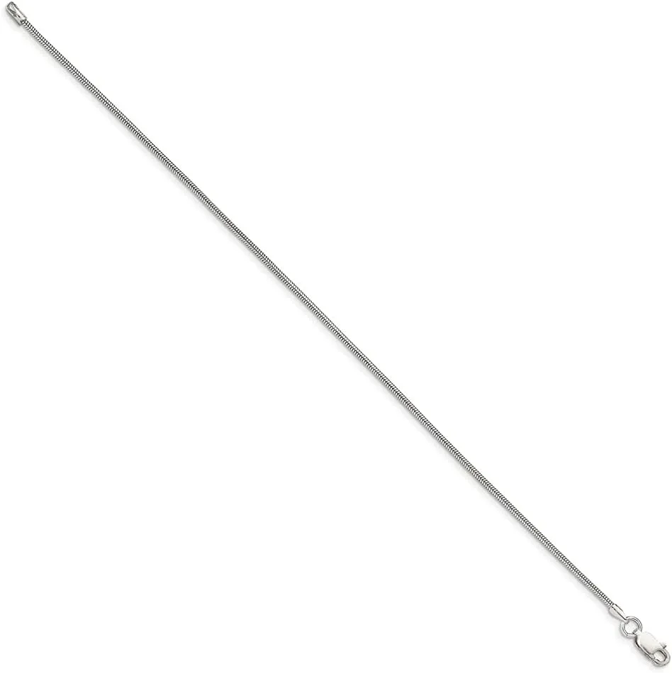 Sonia Jewels Real 925 Sterling Silver 1.5mm Round Snake Chain Necklace - with Secure Lobster Lock Clasp