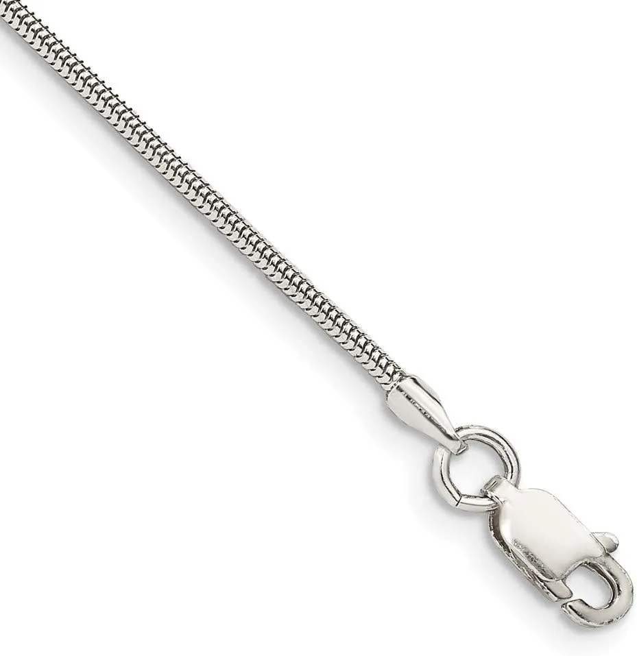 Sonia Jewels Real 925 Sterling Silver 1.5mm Round Snake Chain Necklace - with Secure Lobster Lock Clasp
