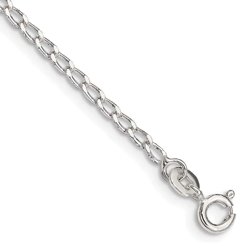 Sonia Jewels Real 925 Sterling Silver 2mm Open Link Chain Necklace