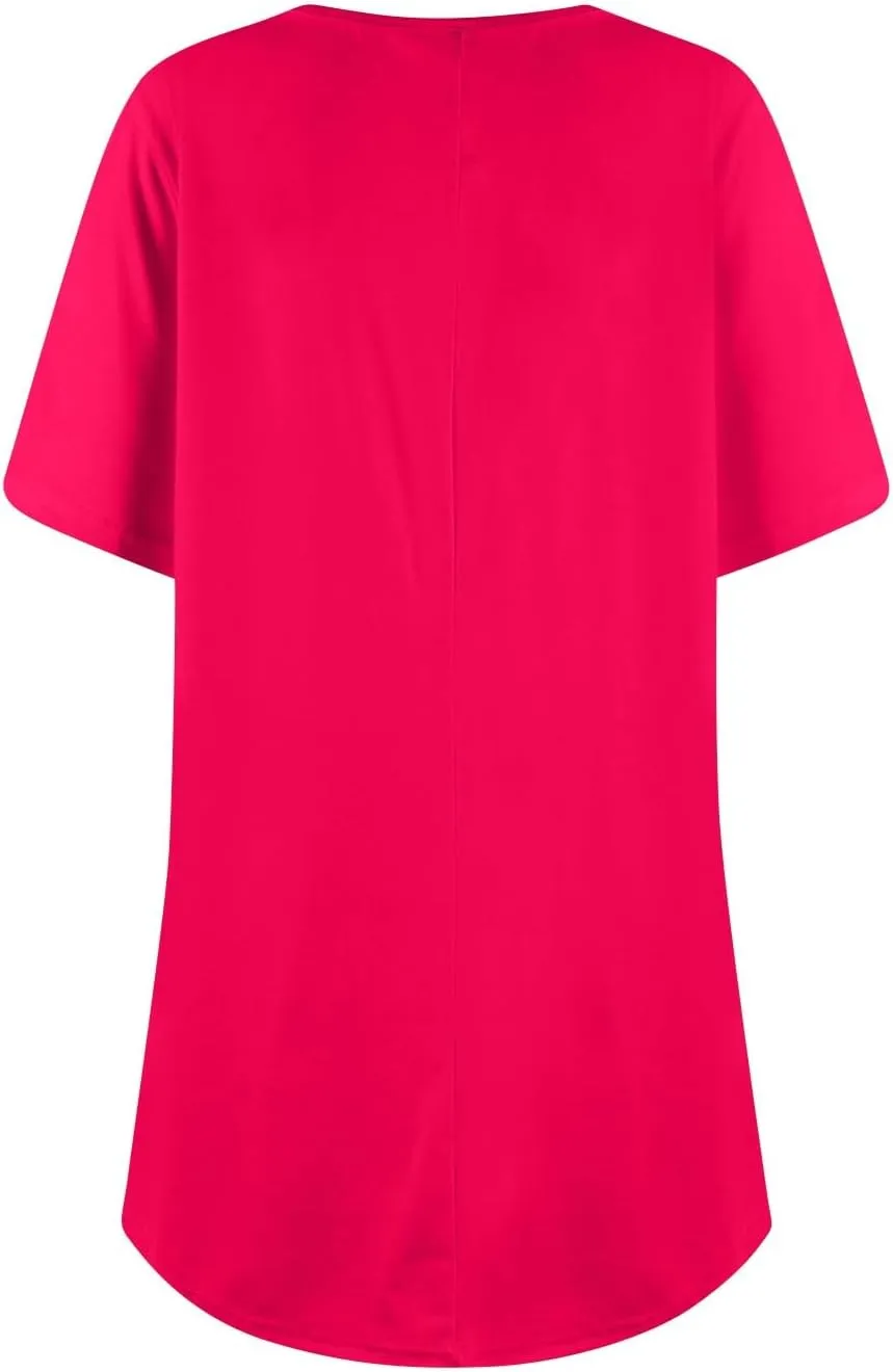 Spring Tops for Women Plus Size Summer Blouse Short Sleeve Crew Neck Loose Fit Tunic Tops Dressy Casual Tee Shirts