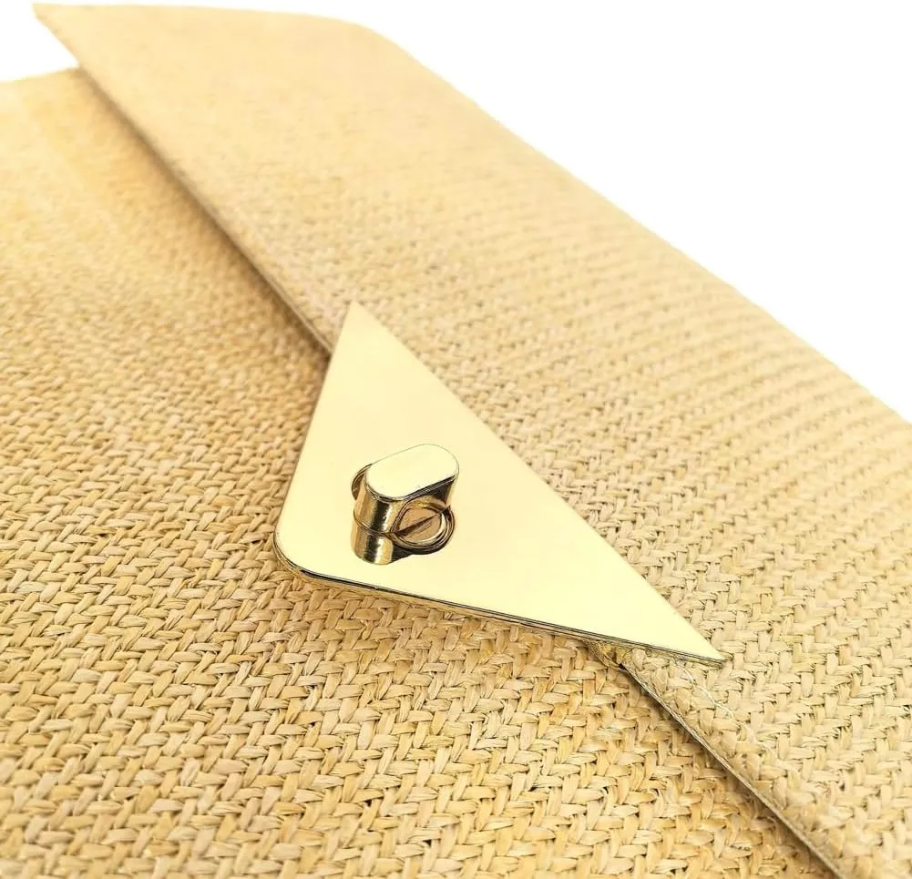 Straw Clutch Purse for Women Double Raffia Woven Evening Bag Summer Beach Handbags Wedding Travel Party 2025 Wallet