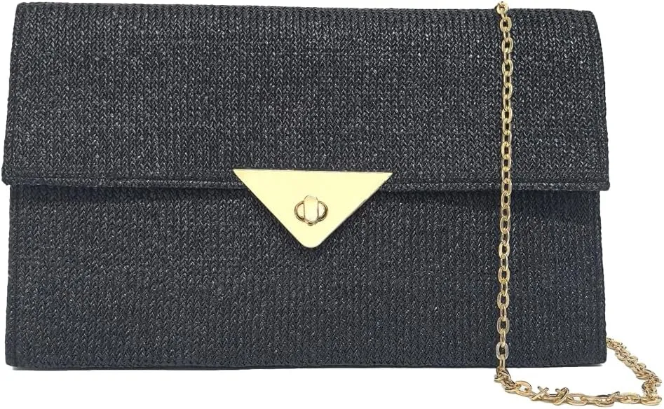 Straw Clutch Purse for Women Double Raffia Woven Evening Bag Summer Beach Handbags Wedding Travel Party 2025 Wallet