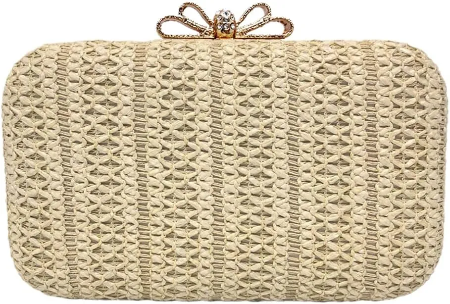 Straw Clutch Purse for Women, Raffia Rattan Summer Evening Bag Beach Bag Woven Purse, Straw Crossbody Bag for Wedding Vacation Travel Party.