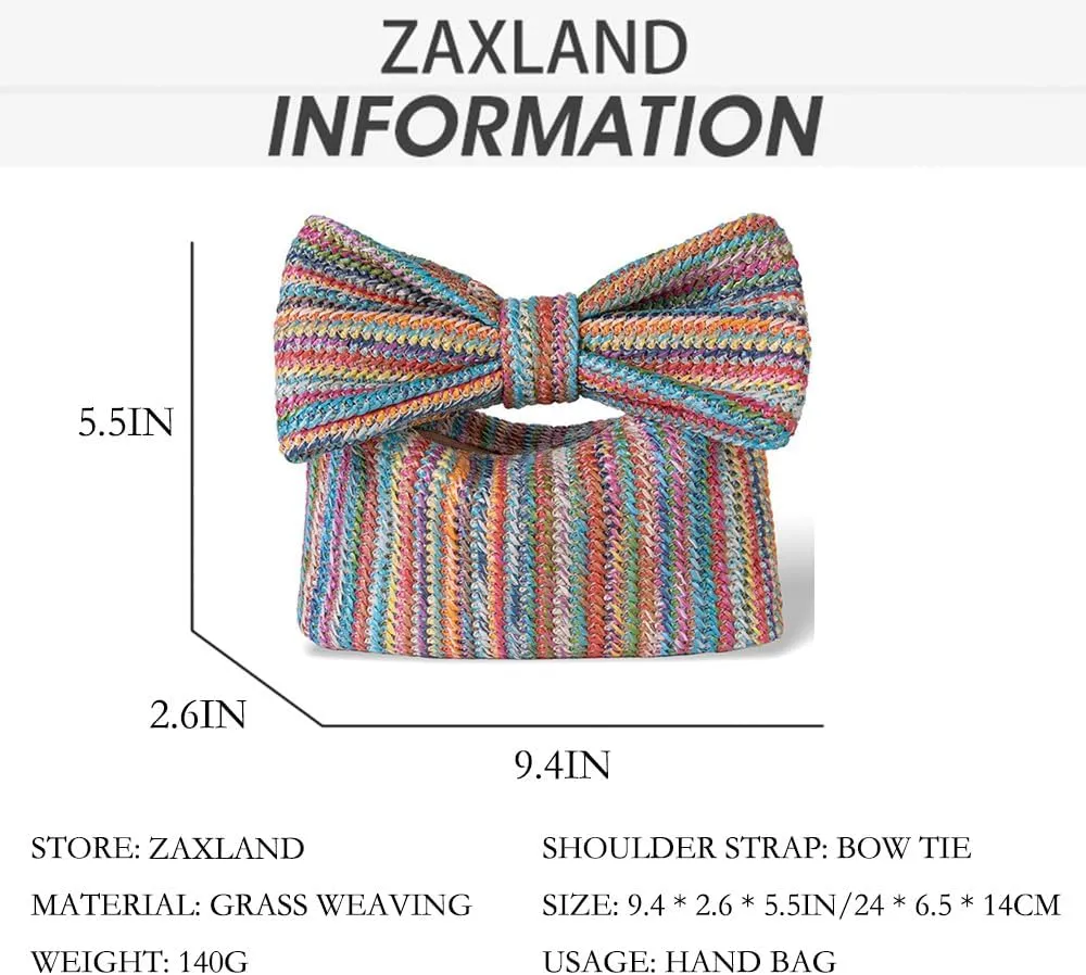 Straw Clutch Purses for Women Bow Purse Summer Woven Beach Vacation Bag Casual Straw Evening Clutch for Party