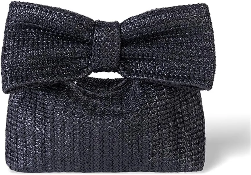 Straw Clutch Purses for Women Bow Purse Summer Woven Beach Vacation Bag Casual Straw Evening Clutch for Party