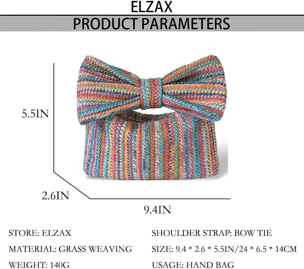 Straw Clutch Purses for Women Woven Bow Evening Clutch Bag Summer Straw Beach Bag Woven Envelope Handbag 2024