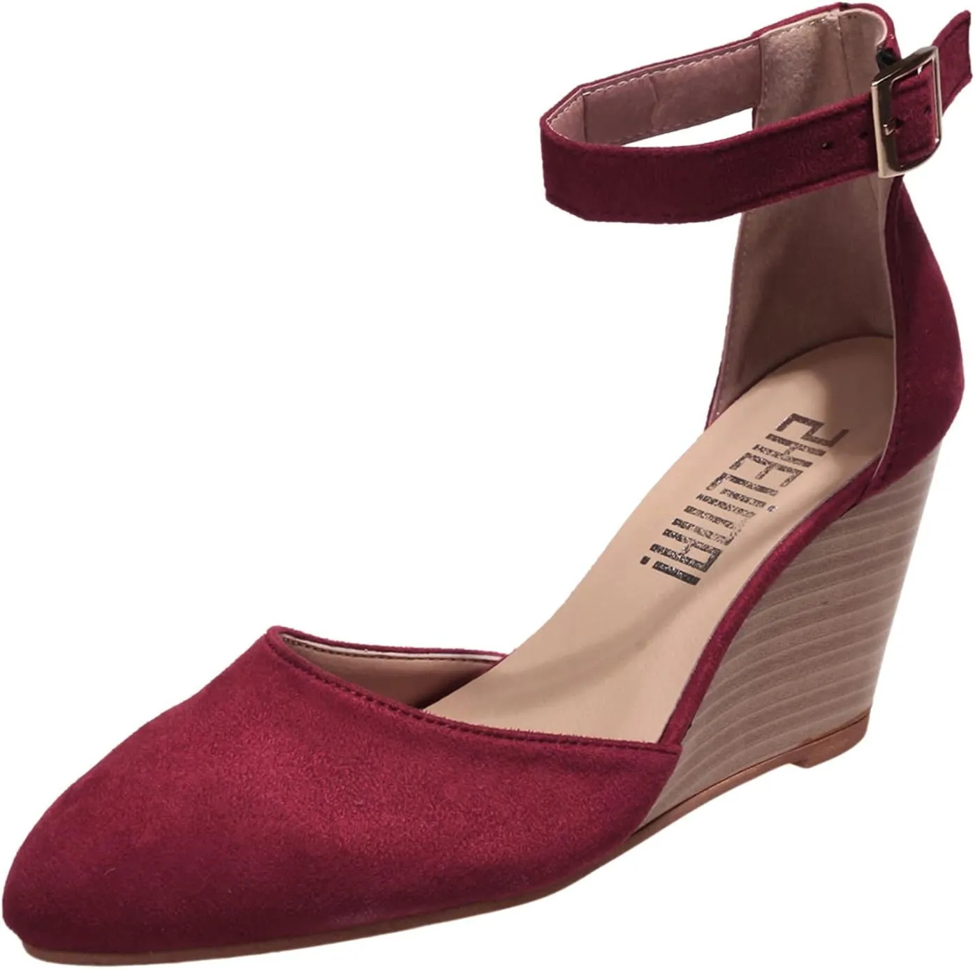 SuanlaTDS Closed Toe Wedge Sandals for Women 2025 Dressy Pointed-toe Platform Buckle Ankle Strap High Heels Elegant Ladies Comfortable Summer Dress Shoes Beach Wedding Wedges Sandal Pum-ps