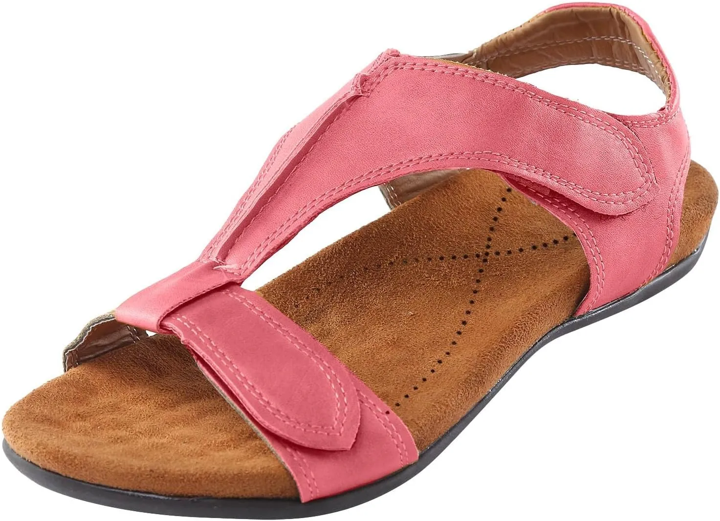 SuanlaTDS Flat Sandals for Women Dressy Summer Bohemian Comfortable Adjustable Ankle Strap Open Toe Platform Low Heels Orthopedic Sandals with Arch Support Elegant Casual Walking Shoes
