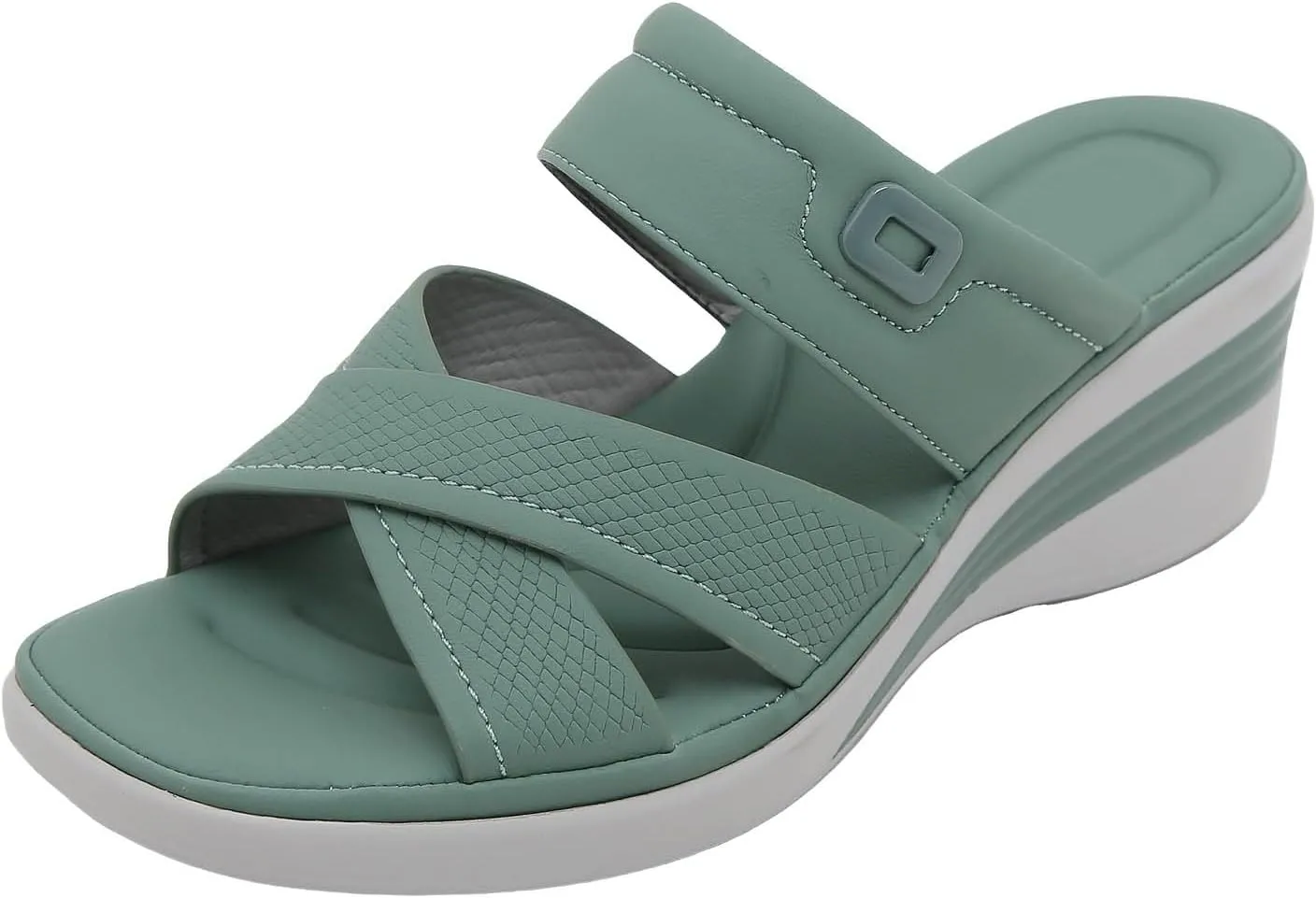SuanlaTDS Orthopedic Wedge Sandals for Women Comfortable Arch Support Crosscross Open Toe Platform Slip On Slides 2025 Dressy Summer High Heels Wedges Slide Sandal Outdoor Beach Shoes