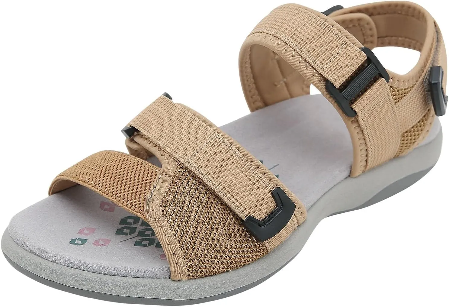 SuanlaTDS Orthopedic Wedge Sandals for Women with Arch Support Summer Beach Dressy Hook & Loop Open Toe Adjustable Ankle Strap Low Heels Platform Comfortable Outdoor Walking Shoes