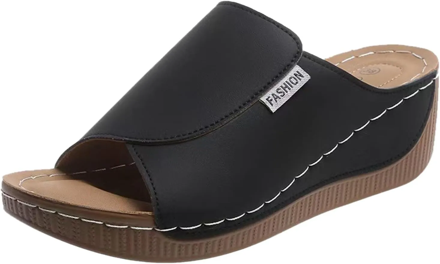 SuanlaTDS Summer Sandals for Women Orthopedic Wedge Dressy Comfortable Platform Wide Width Open Toe Slip-on Slides 2025 High Heels Arch Support Daily Wear Outdoor Beach Walking Shoes