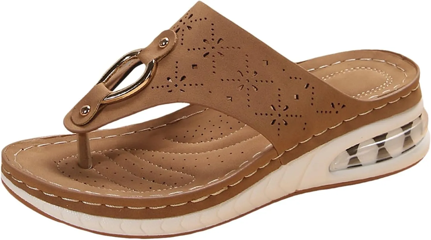 SuanlaTDS Wedge Sandals for Women Arch Support Flip Flops Thong Platform Orthopedic Comfortable Slip On Dressy Summer Open Toe Walking Shoes Outdoor Low Heels Wedges Sandal Slippers