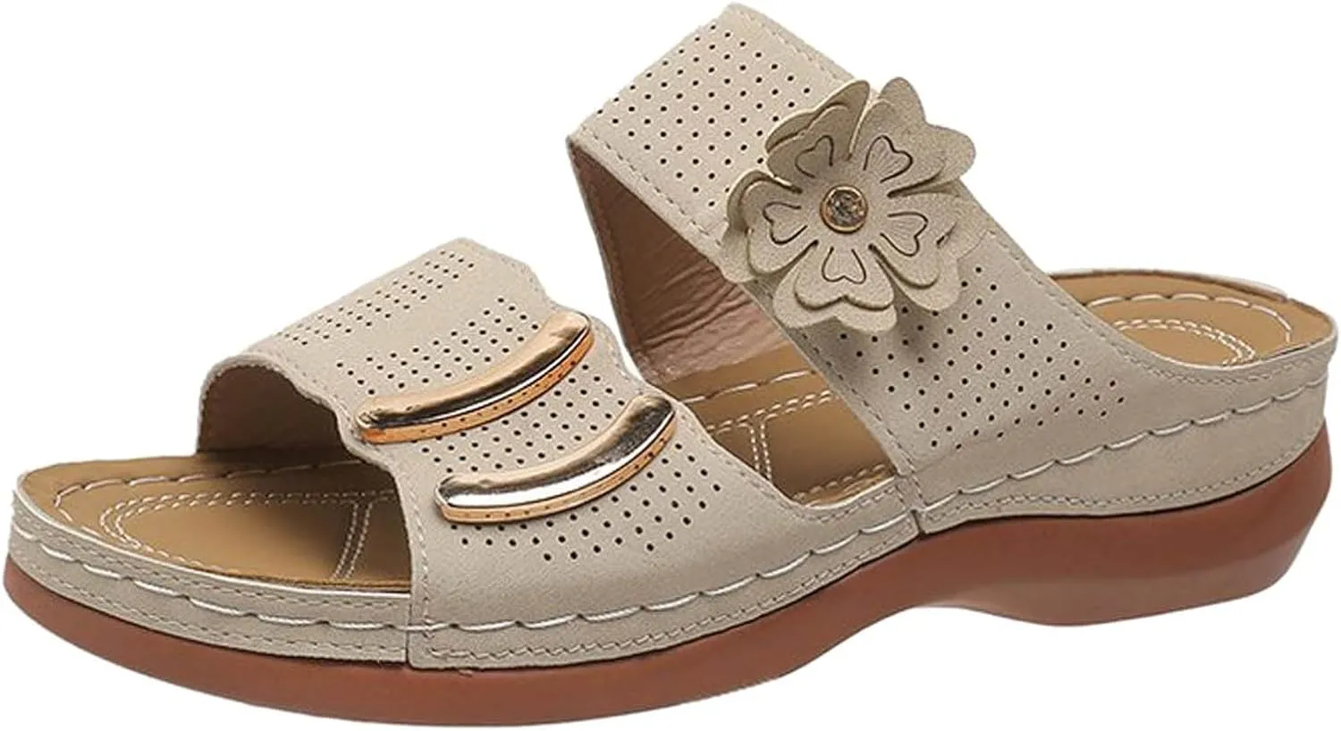 SuanlaTDS Wedge Sandals for Women Orthopedic Summer Dressy 2025 Comfortable Low Heels Arch Support Open Toe Slip On Walking Shoes Casual Outdoor Beach Platform Wedges Slide Sandal
