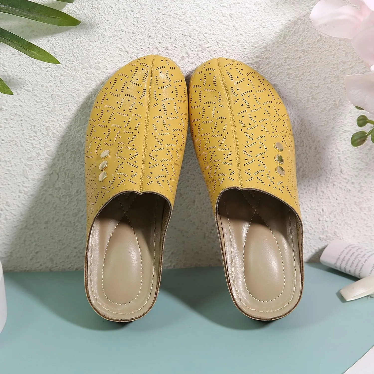 SuanlaTDS Wedge Sandals for Women Summer Dressy 2025 Closed Toe Platform Orthopedic Clogs Comfortable Outdoor Beach Shoes Casual Arch Support Low Heels Wedges Slip On Slide Sandal