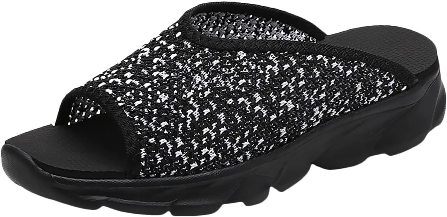 SuanlaTDS Women's Platform Wedge Sandals 2025 Open Toe Slip On Slides Comfortable Summer Beach Orthopedic Backless Low Wedges Heels Casual Dressy Indoor Outdoor Walking Shoes