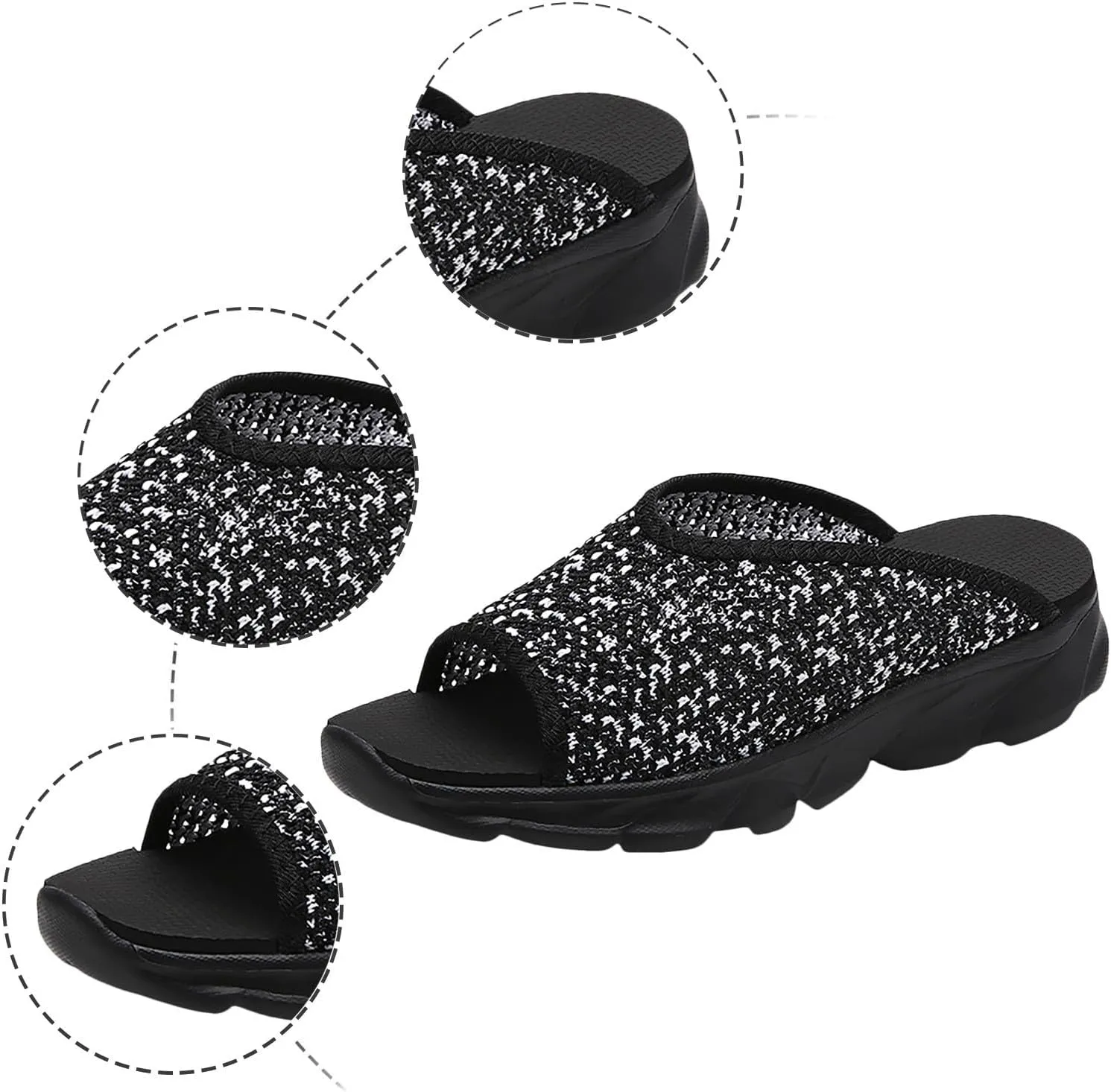 SuanlaTDS Women's Platform Wedge Sandals 2025 Open Toe Slip On Slides Comfortable Summer Beach Orthopedic Backless Low Wedges Heels Casual Dressy Indoor Outdoor Walking Shoes