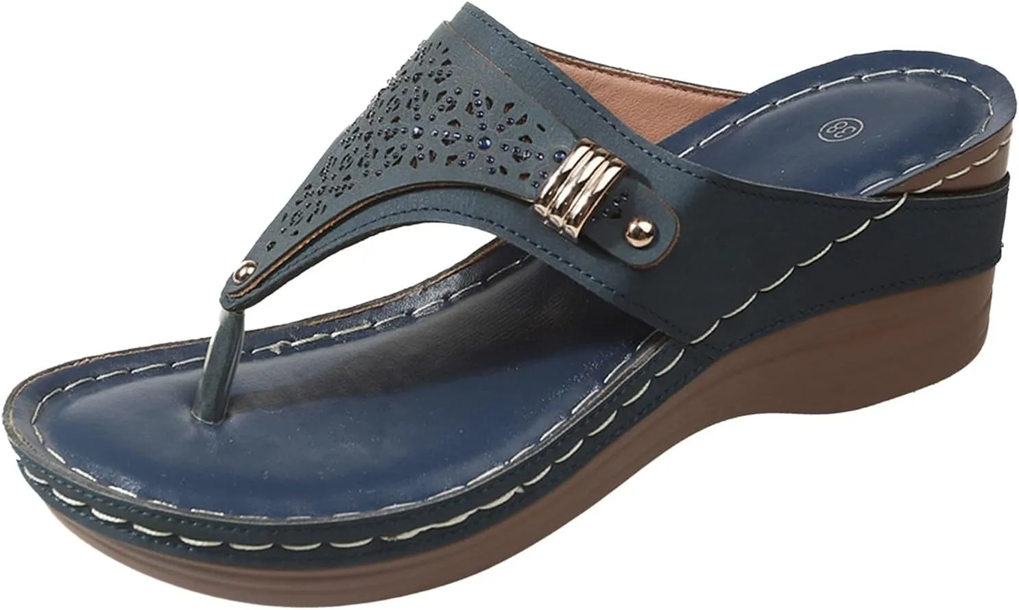 SuanlaTDS Womens Wedge Flip Flops with Arch Support Orthopedic Sandals 2025 Comfortable Dressy Summer Platform Slip On Slides Open Toe Beach Walking Shoes Outdoor High Heels Slide Sandal