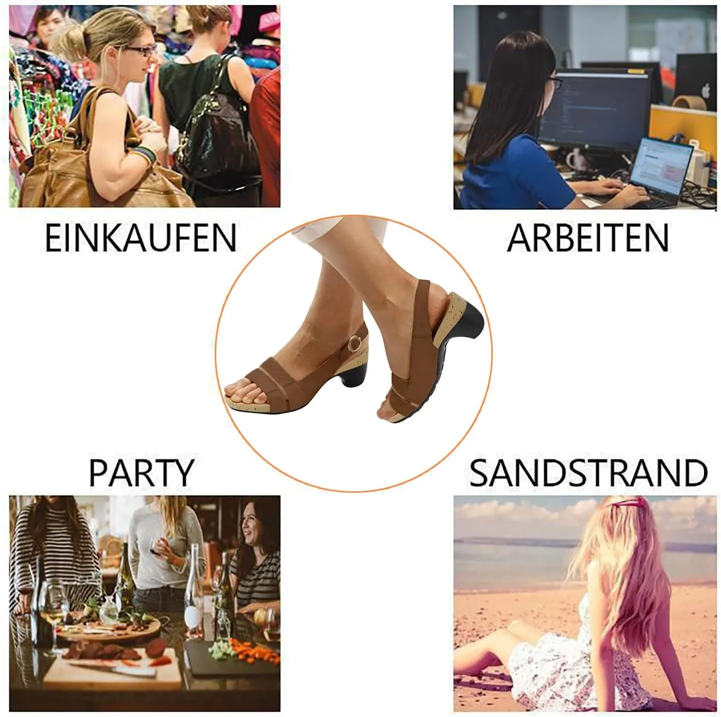 Summer Sandals for Women 2025, Women's Sandal 2025 Comfy Orthotic Shoes Dressy Summer Orthopaedic Toe Ankle Strap Chunky Heeled Shoe Walking