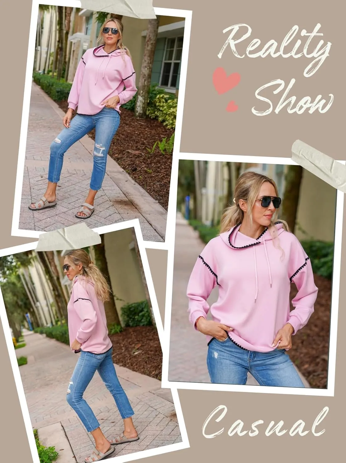 Theenkoln Womens Trendy Oversized Hoodie Long Sleeve Drop Shoulder Contrast Color Drawstring Sweatshirt Fall Fahion Pullover