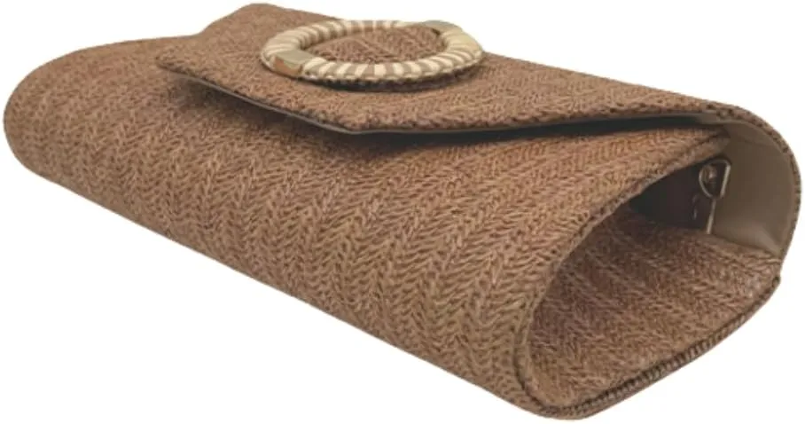 UMREN Straw Clutch Purses for Women Summer Beach Bag Boho Woven Crossbody Bag Straw Raffia Envelope Evening Handbag