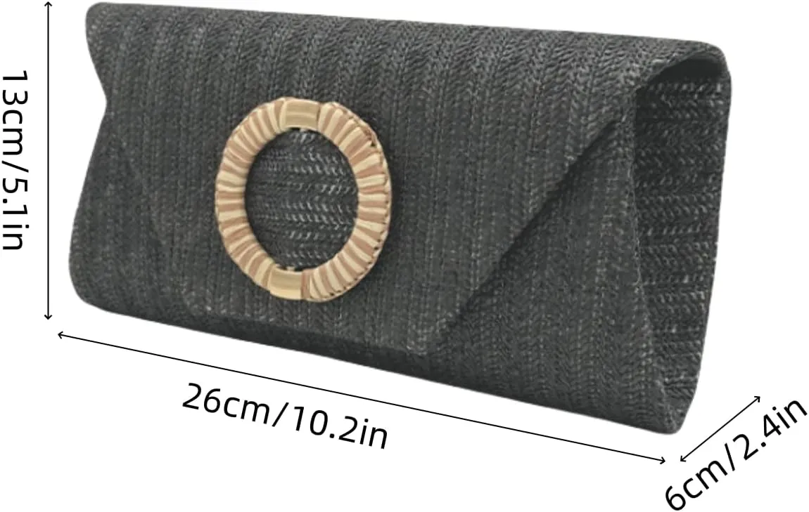 UMREN Straw Clutch Purses for Women Summer Beach Bag Boho Woven Crossbody Bag Straw Raffia Envelope Evening Handbag