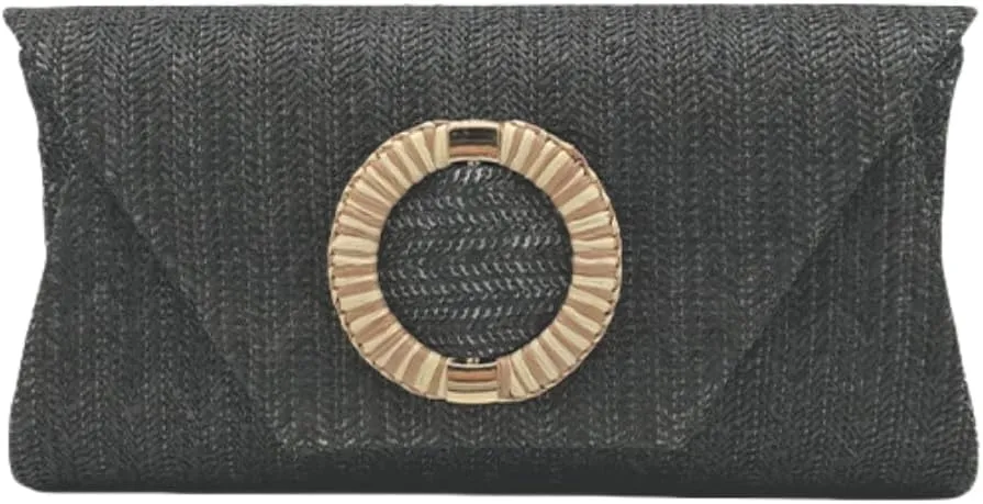 UMREN Straw Clutch Purses for Women Summer Beach Bag Boho Woven Crossbody Bag Straw Raffia Envelope Evening Handbag