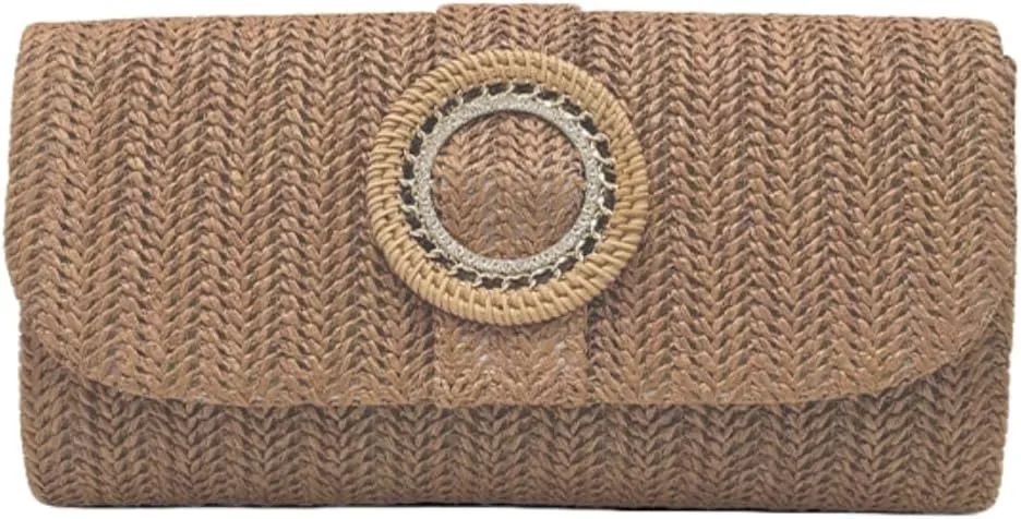 UMREN Straw Clutch Purses for Women Summer Beach Bag Boho Woven Crossbody Bag Straw Raffia Envelope Evening Handbag