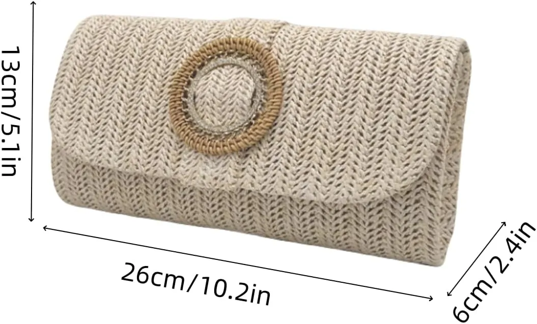 UMREN Straw Clutch Purses for Women Summer Beach Bag Boho Woven Crossbody Bag Straw Raffia Envelope Evening Handbag