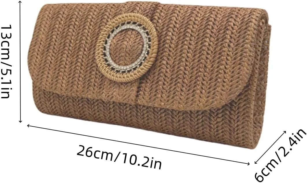 UMREN Straw Clutch Purses for Women Summer Beach Bag Boho Woven Crossbody Bag Straw Raffia Envelope Evening Handbag