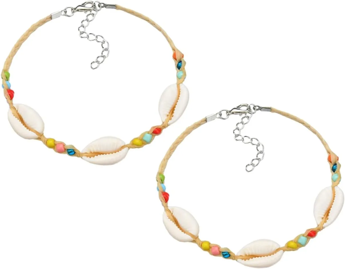 VALICLUD 2pcs Bohemia Beads Decorative Anklet Shell Bracelet Fashion Jewelry for Women Lightweight Design Elegant Accessory for Every Occasion