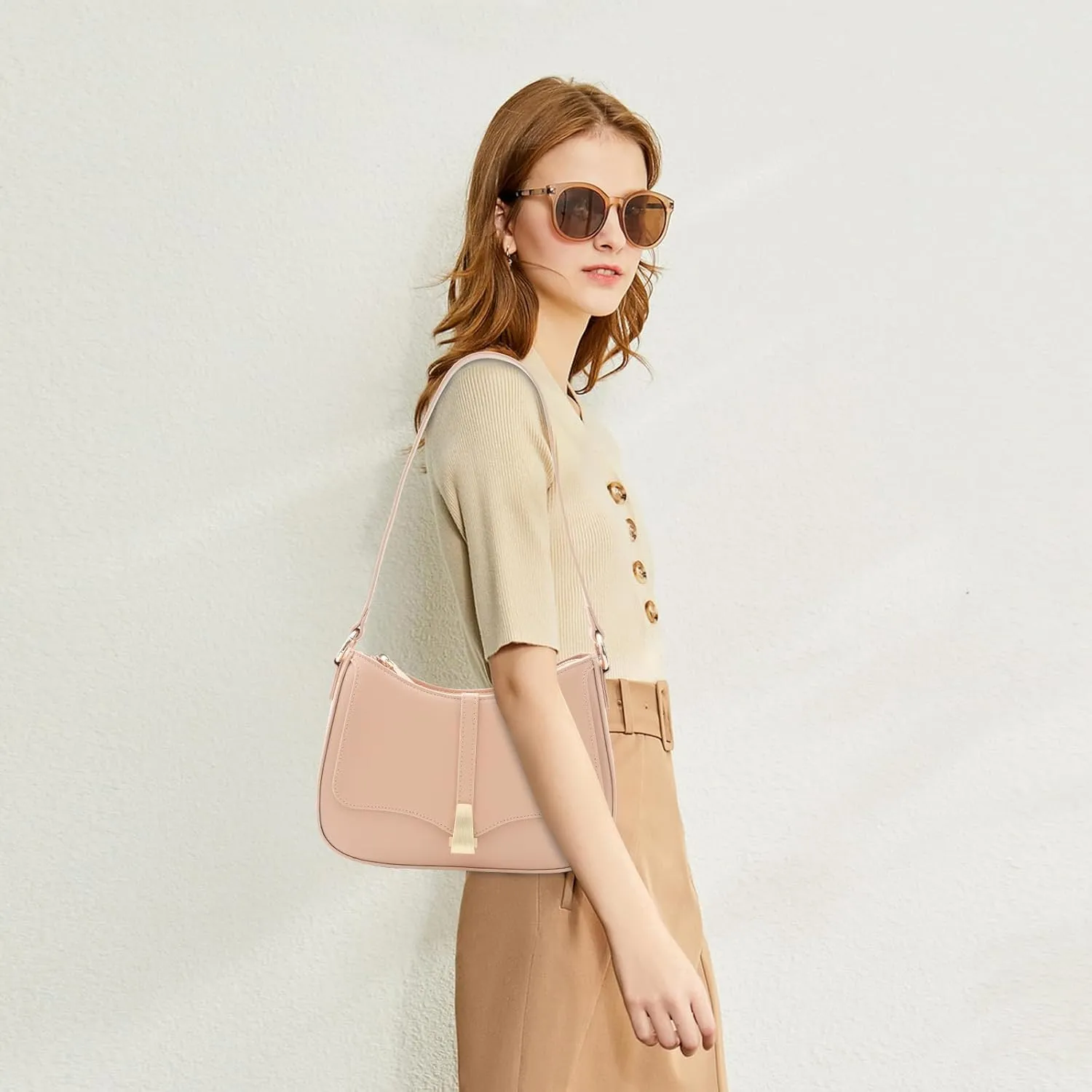 Vintage Crescent Shoulder Bag for Women - Genuine Leather Retro Clutch & Tote