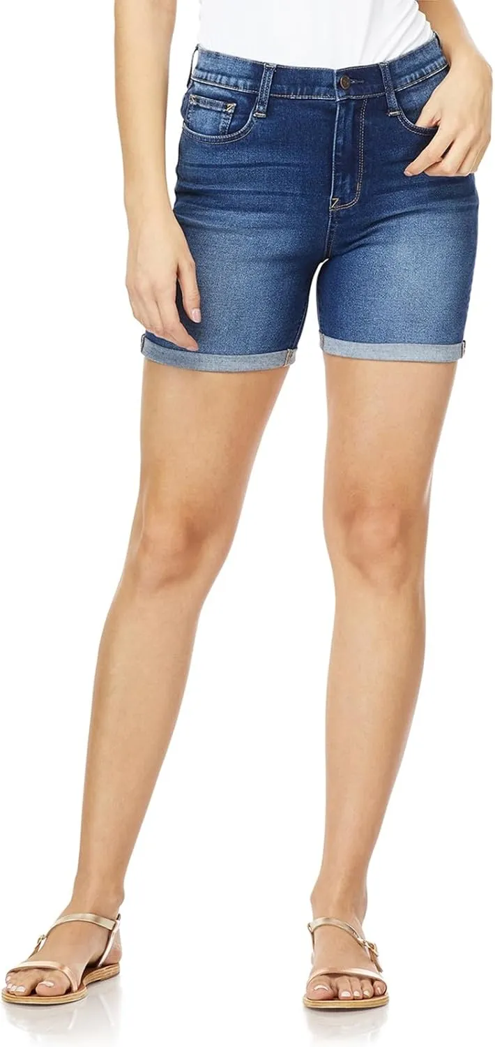 WallFlower Women's Irresistible Denim Shorts High-Rise Insta Soft Juniors (Standard and Plus)