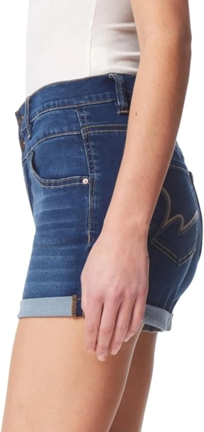 WallFlower Women's Sassy Denim Shorts High-Rise Insta Soft Juniors (Standard and Plus)