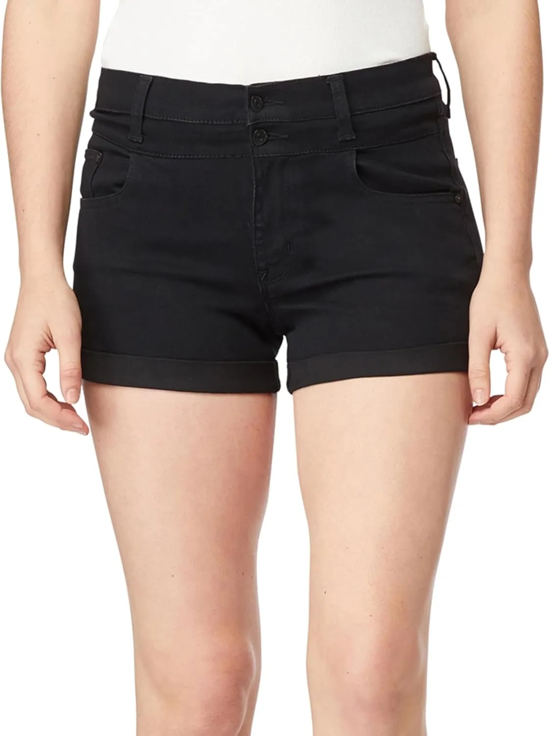 WallFlower Women's Sassy Denim Shorts High-Rise Insta Soft Juniors (Standard and Plus)