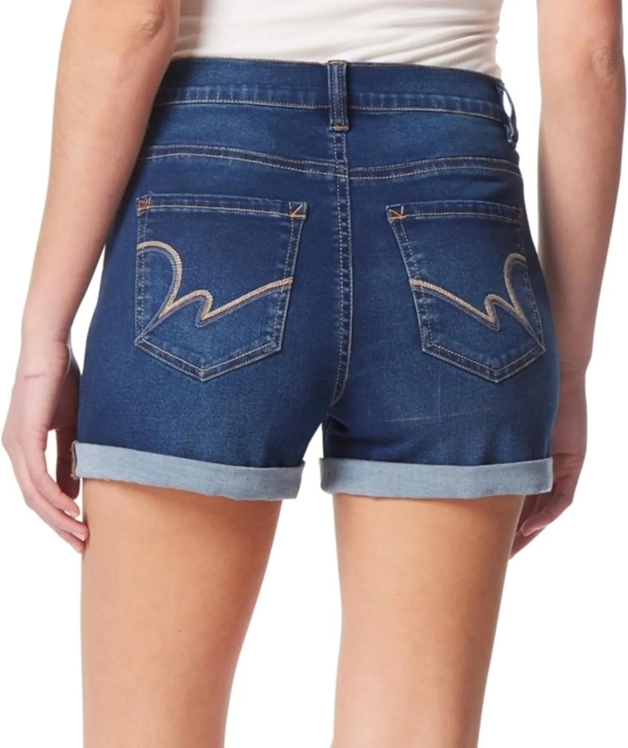 WallFlower Women's Sassy Denim Shorts High-Rise Insta Soft Juniors (Standard and Plus)