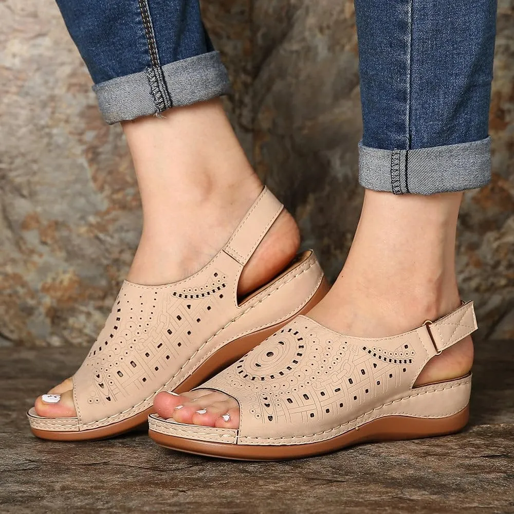 Wedge Sandals for Women 2025 Orthopedic Sandals Hollow Out Peep Toe Breathable Sandal, Adjustable Ankle Strap Walking Slippers Beach Comfortable Platform Wedges