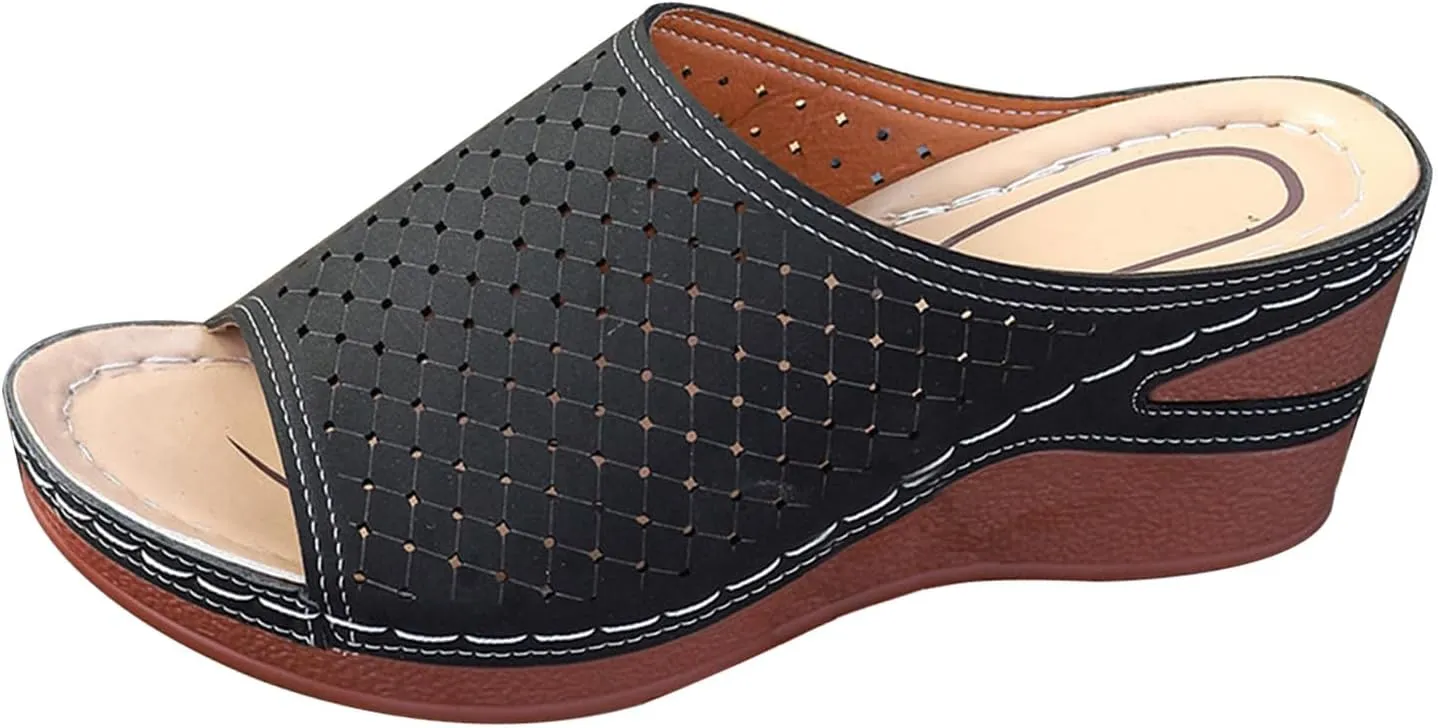 Wedge Sandals for Women Comfortable Non-Slip Open Toe Orthopedic Sandals Wide Width Slippers Walking Shoes